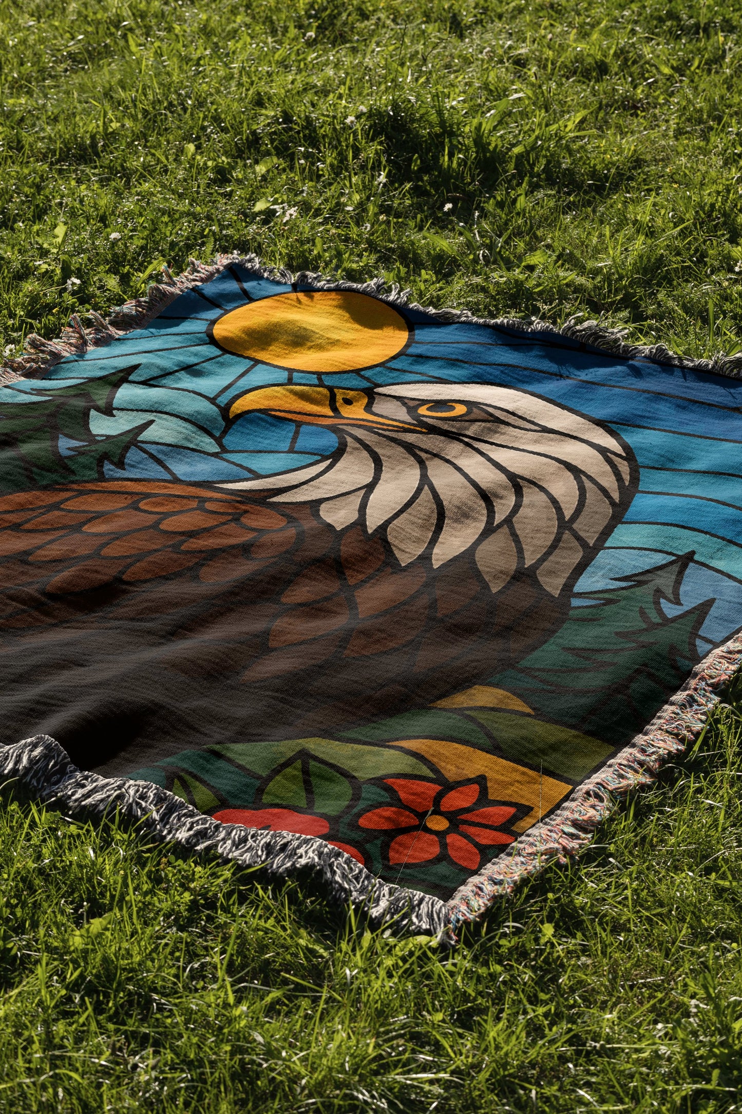 Stained Glass Style Eagle Design Blanket product