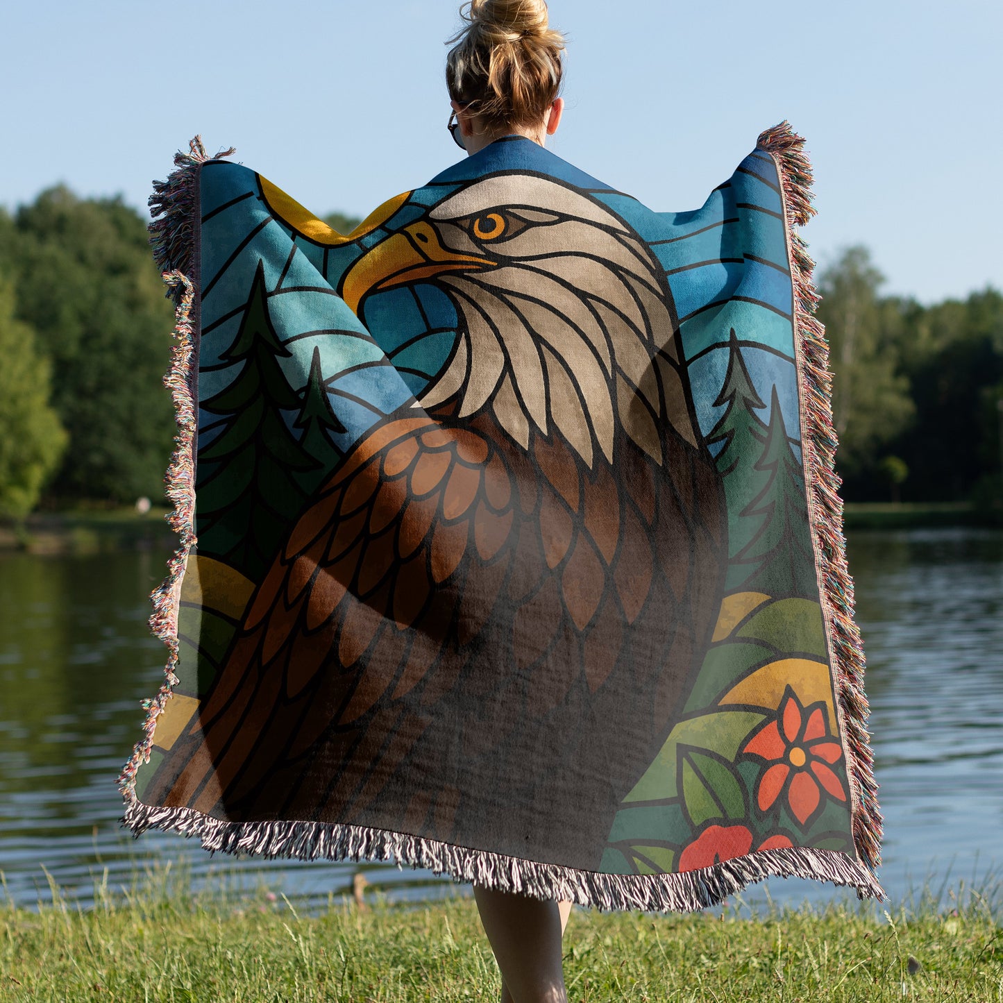 Majestic Eagle Art Decorative Woven Throw Blanket product type