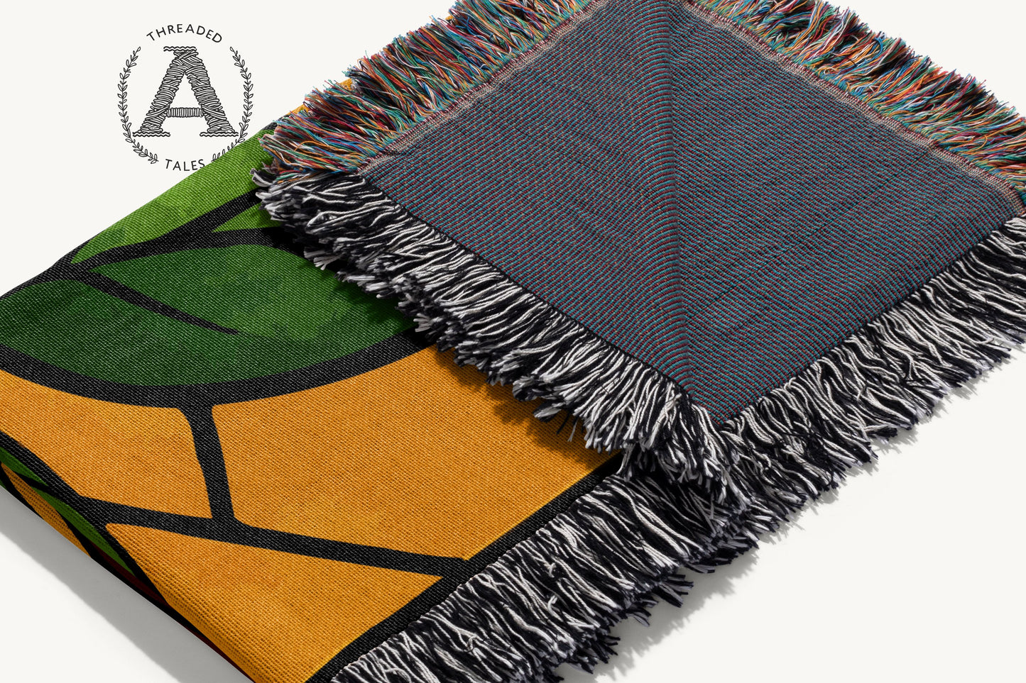 Colorful Fringed Tapestry with Leaf Design Blanket product