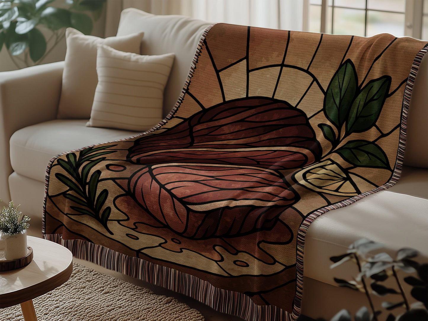 Cozy Steak and Herbs Design Throw Blanket product
