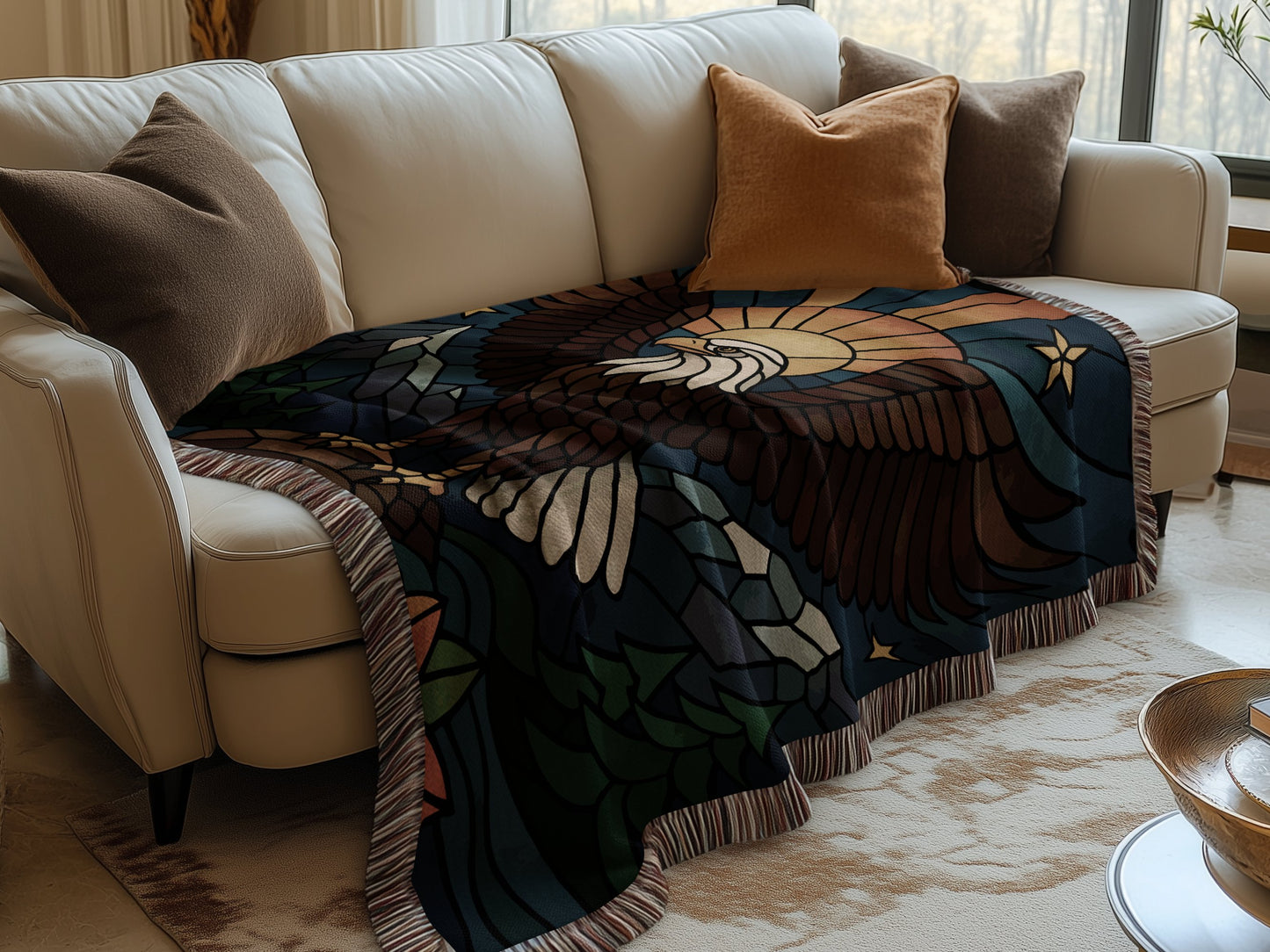 Stained Glass Eagle Pattern Throw Blanket product
