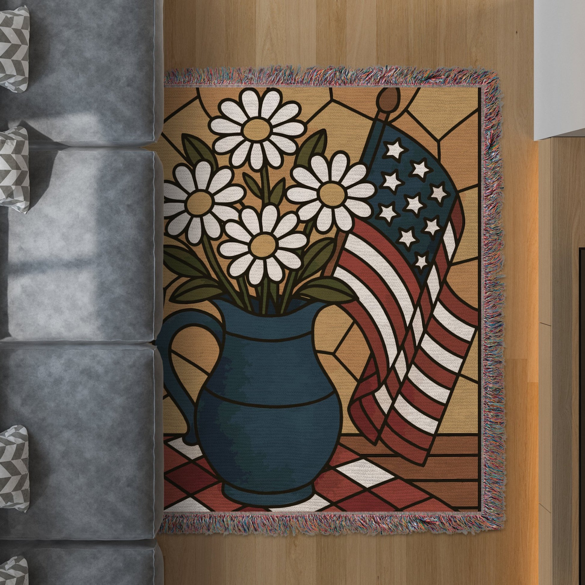 American Flag and Flowers Indoor Accent Rug product type