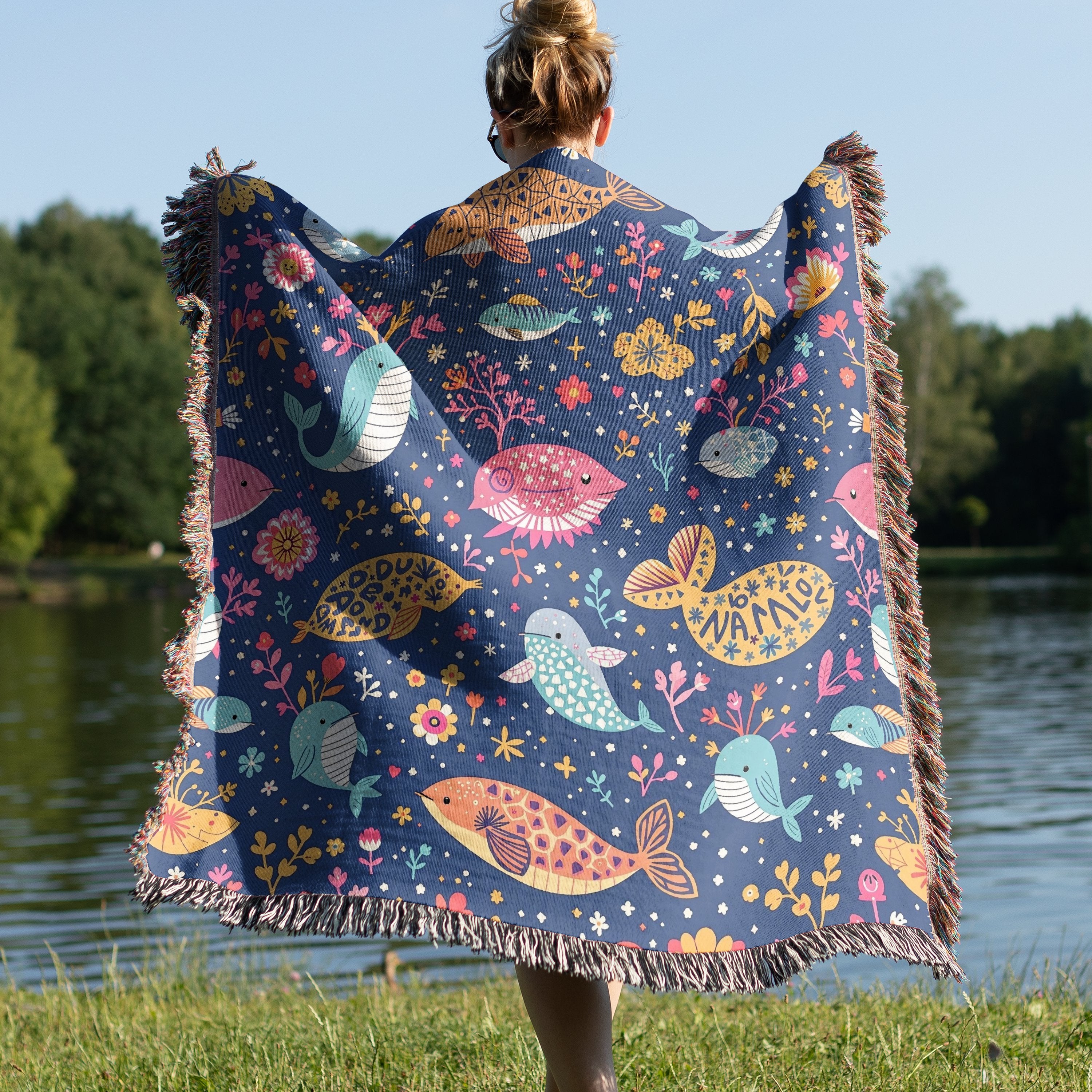 Colorful Fish Patterned Cozy Blanket product
