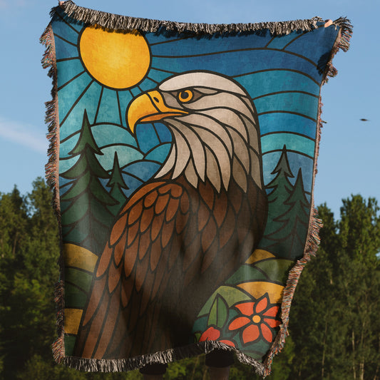 Majestic Bald Eagle Sun Design Throw Blanket product