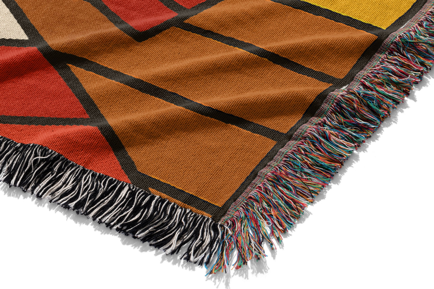 Colorful Geometric Pattern Blanket with Fringe product
