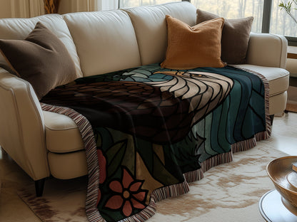 Stained Glass Owl Design Couch Throw Blanket product