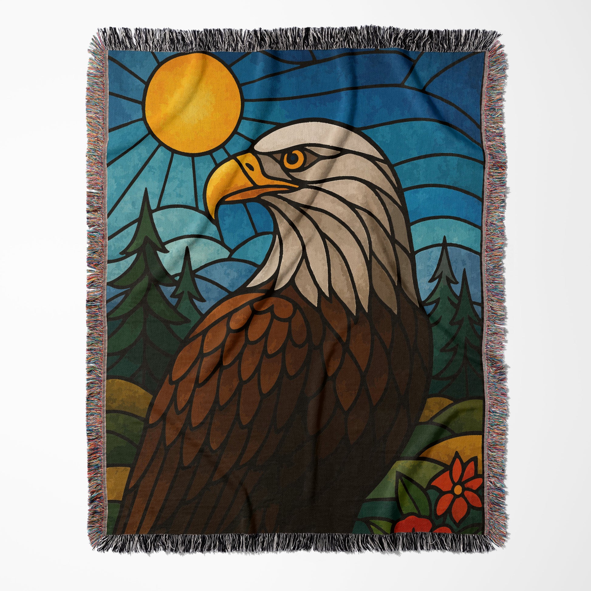 Bald Eagle Sun Stained Glass Pattern Blanket product