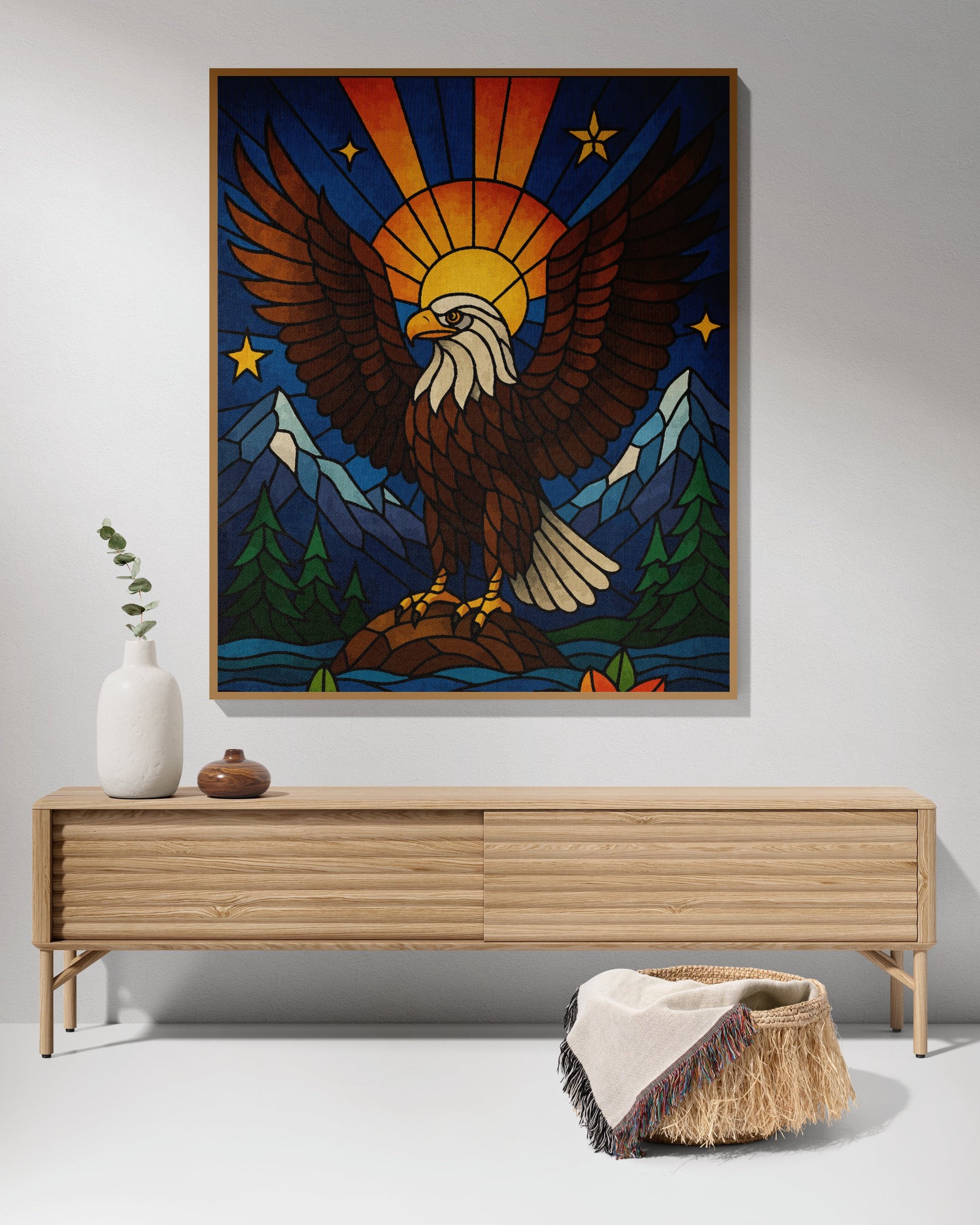Majestic Eagle Stained Glass Wall Decor Art product