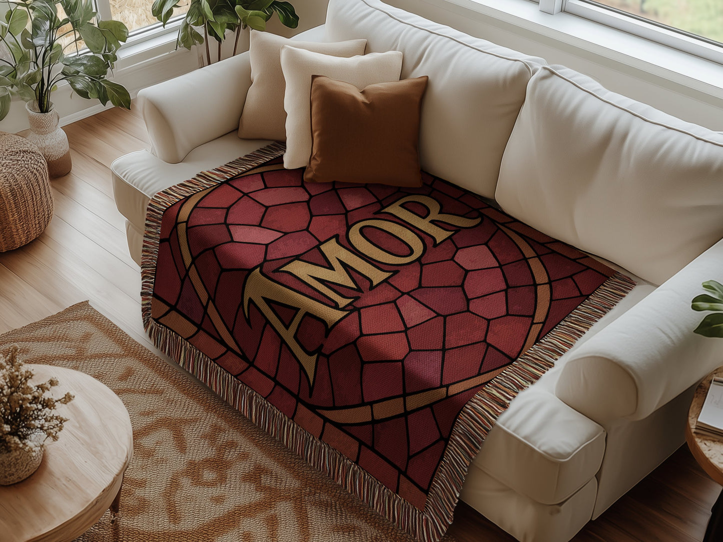 Cozy Red Blanket with Amor Design Throw product