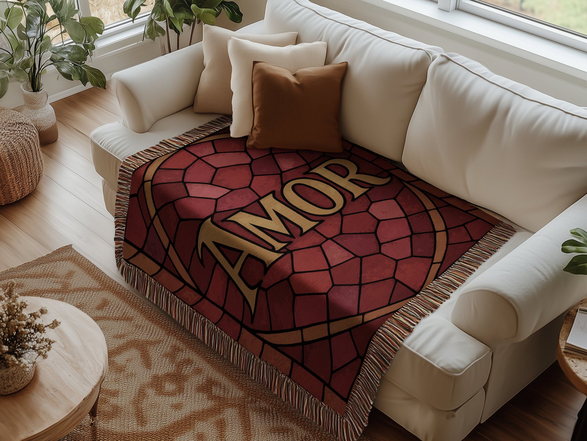Cozy Red Blanket with Amor Design Throw product
