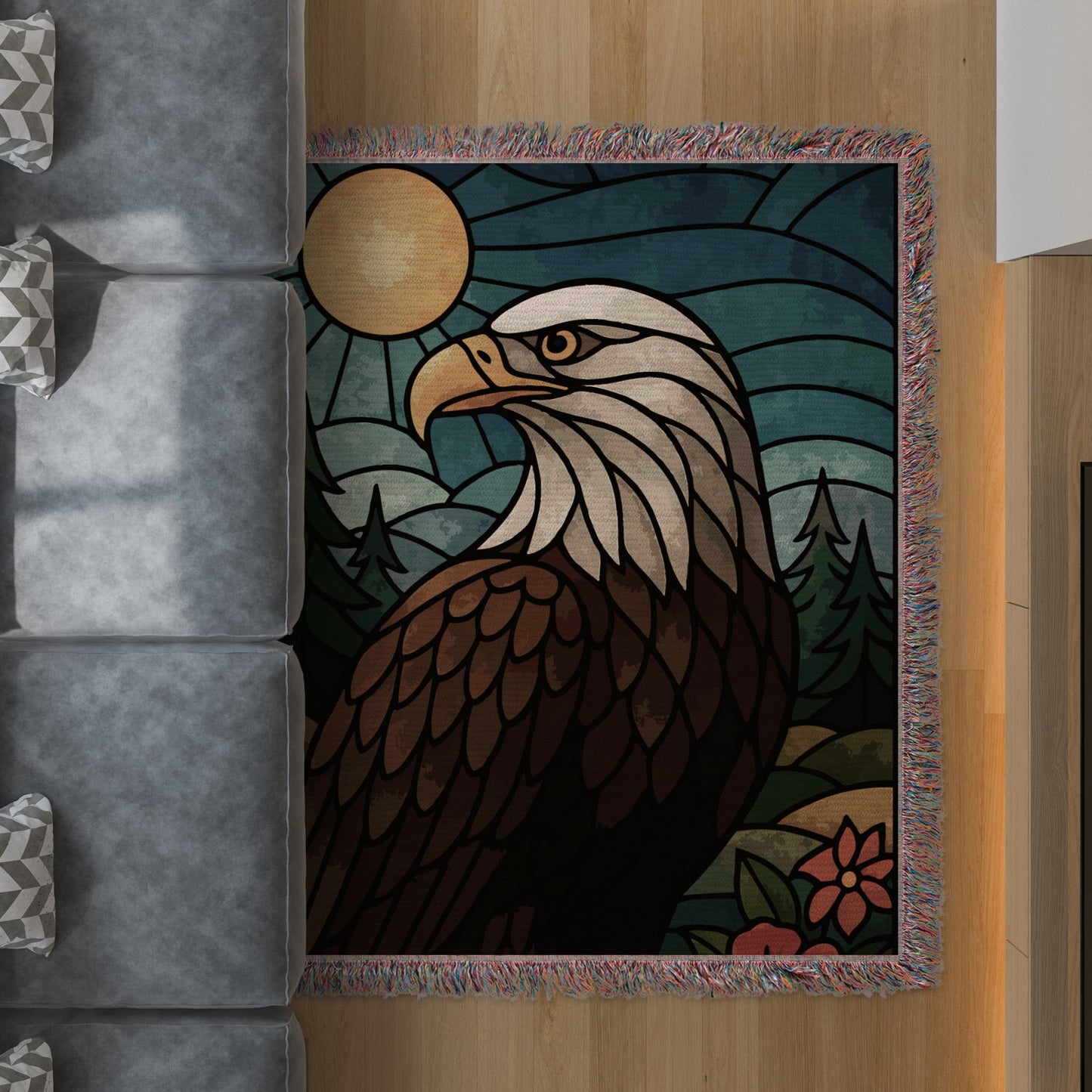 Majestic Bald Eagle in Forest Design Rug product