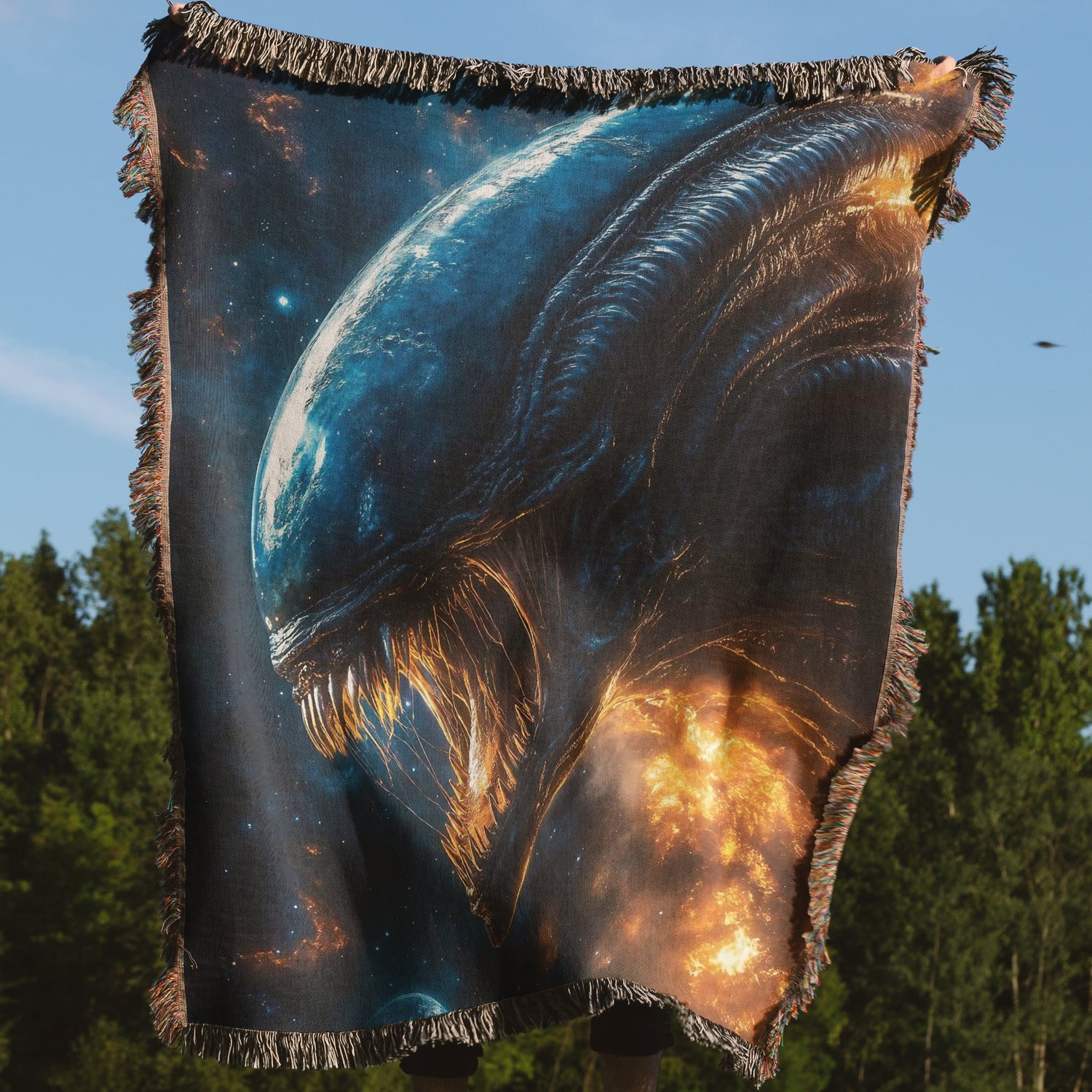 Alien Creature Cosmic Fire Design Blanket product