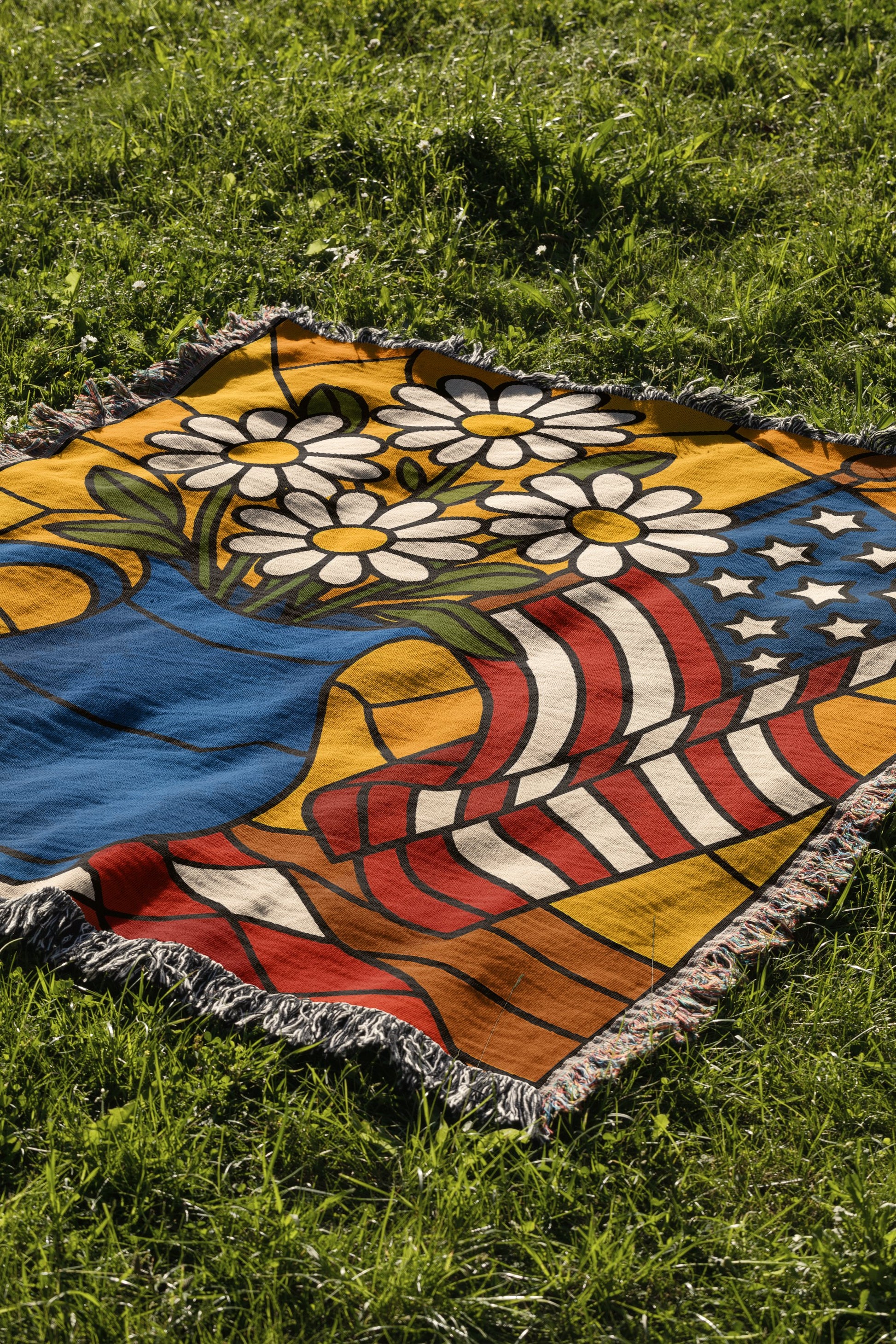 American Flag With Flowers Design Blanket product